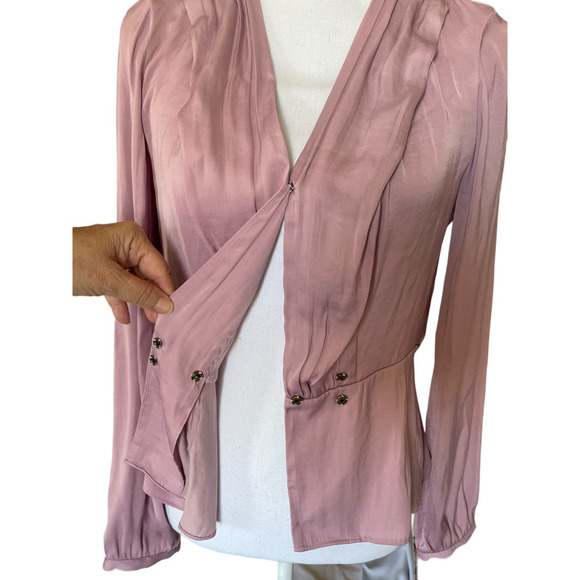 1. State Blouse Top Shirt Size Small Rose Peplum Long Sleeves,Surplice Neck - Picture 4 of 12